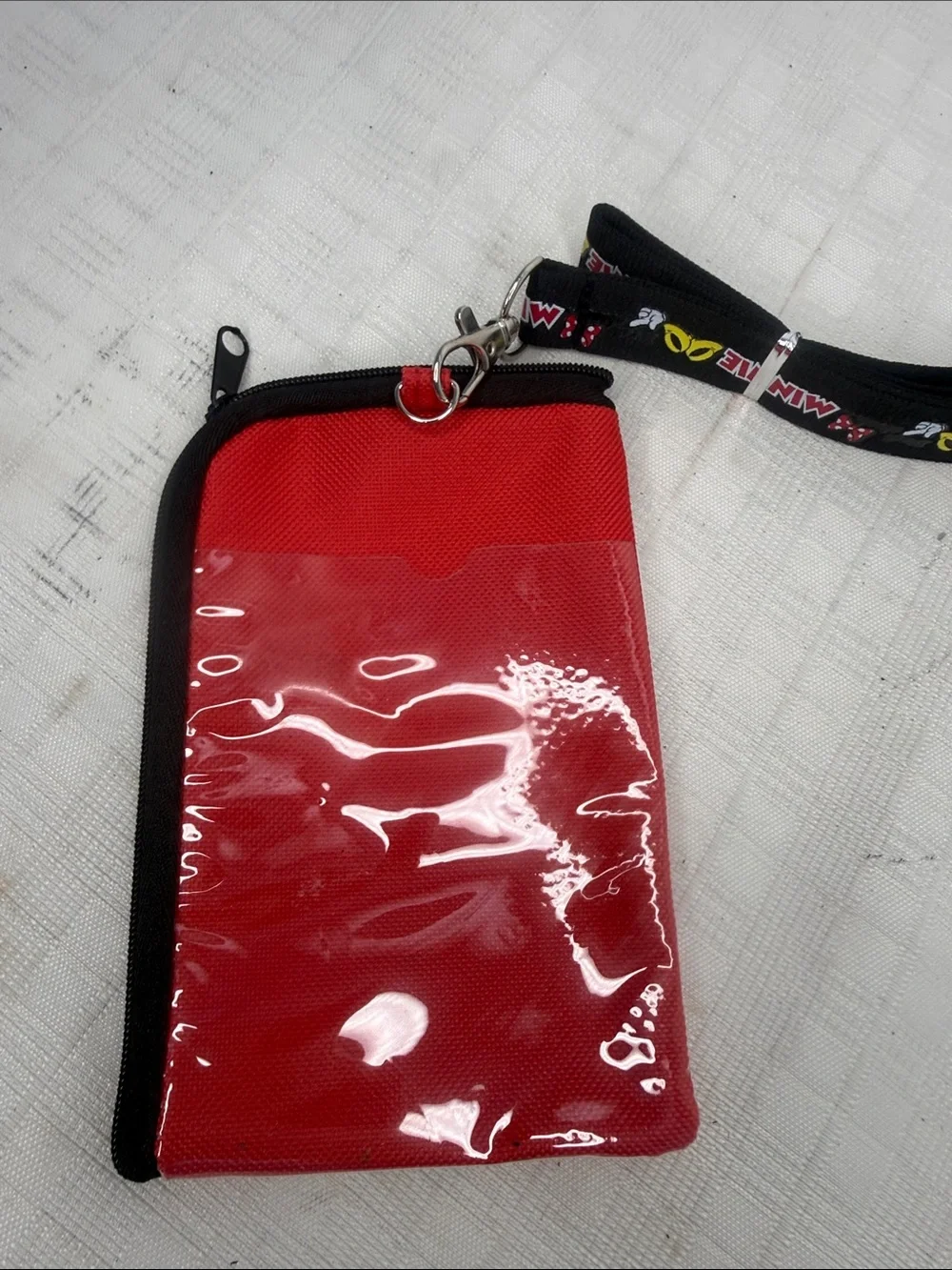 Disney Minnie Mouse Red and Black Wristlet with Detachable Lanyard